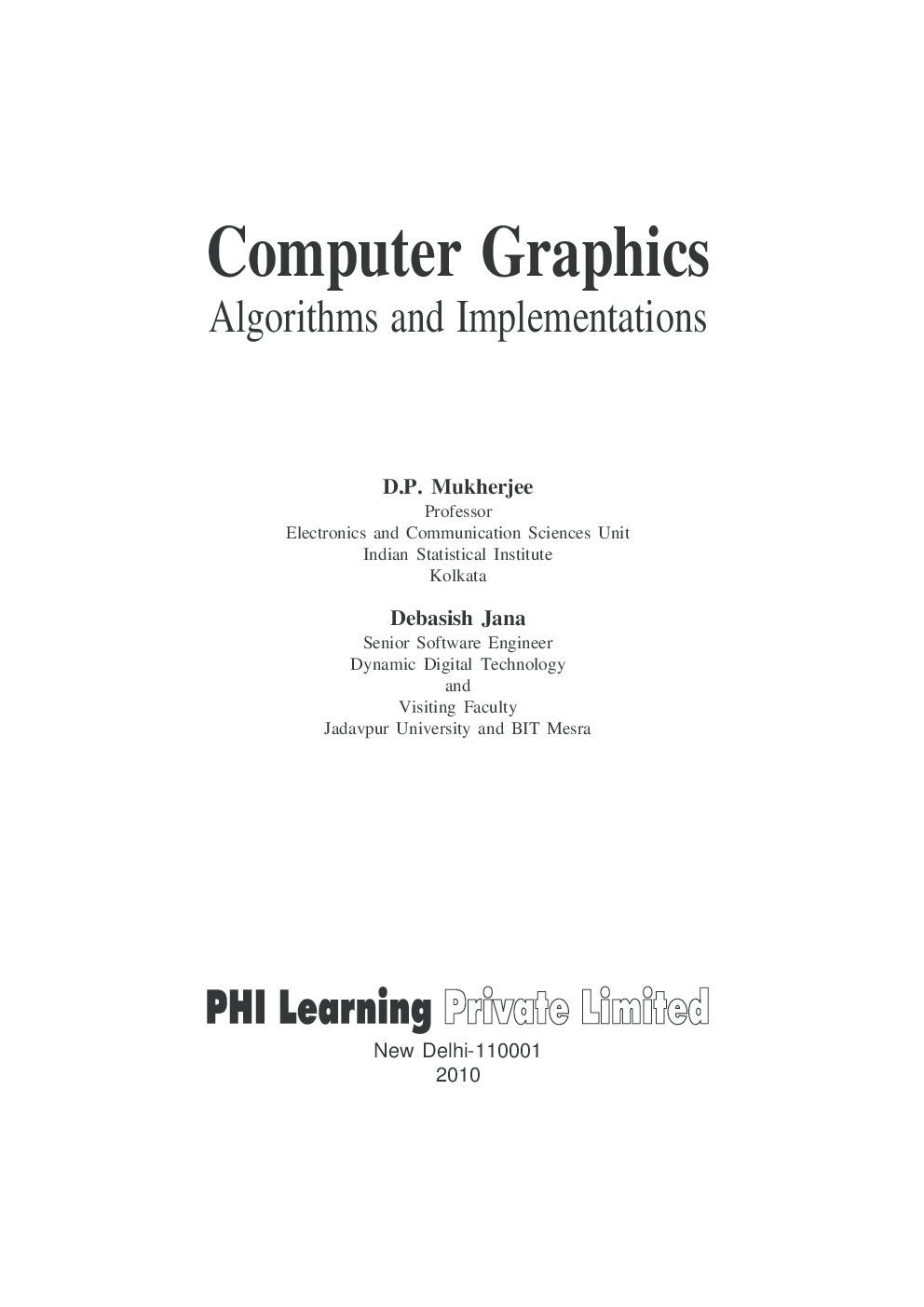 Download Computer Graphics : Algorithms And Implementations PDF Online 2022