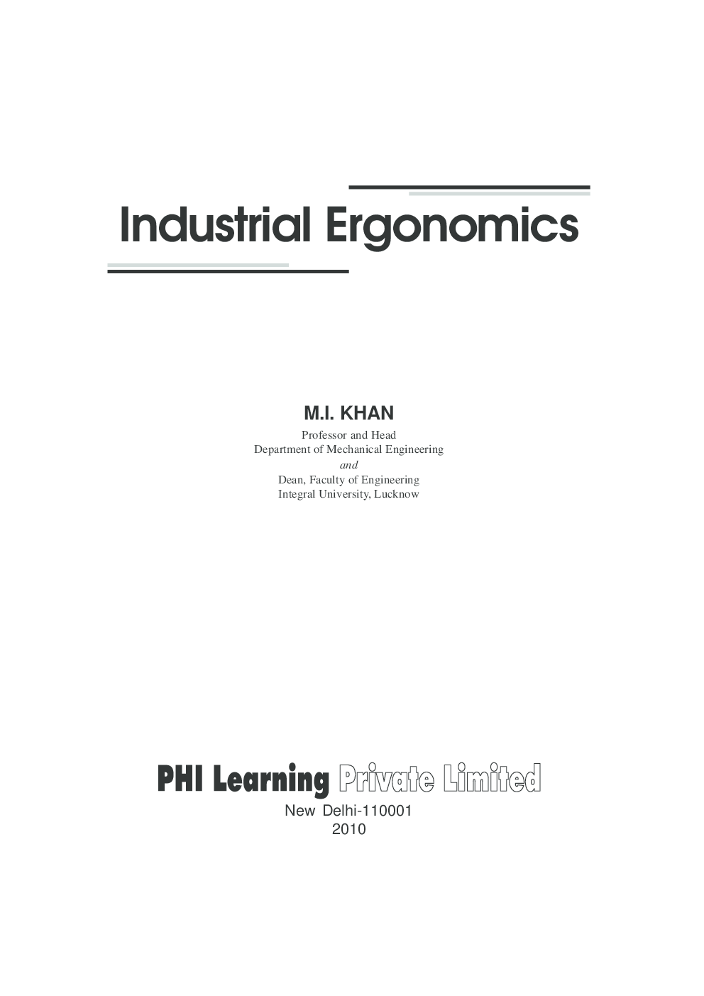 Download Industrial Ergonomics PDF Online 2022 by M. I. KHAN