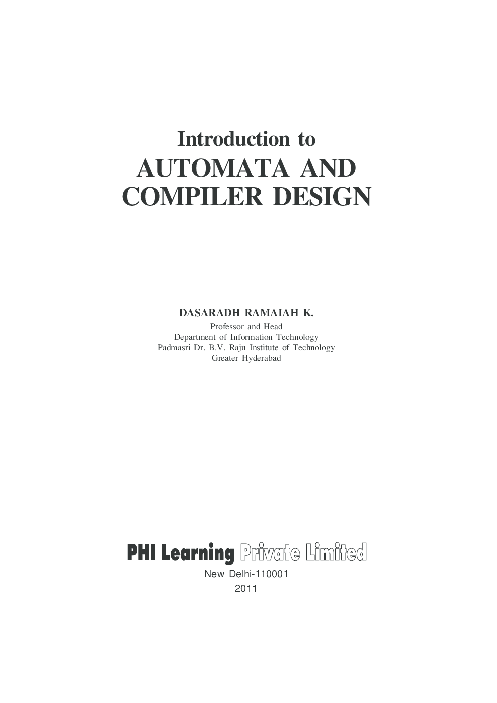 Introduction To Automata And Compiler Design - Page 2