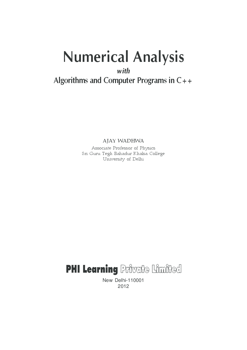 Numerical Analysis With Algorithm & Computer In C++ - Page 2