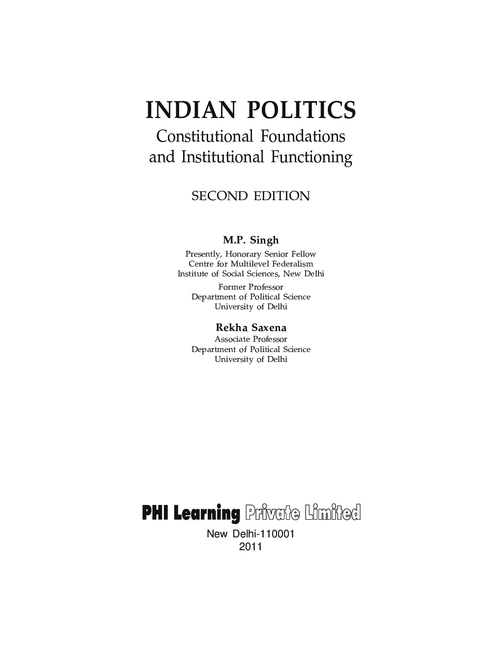 Indian Politics: Constitutional Foundations And Institutional Functioning - Page 2