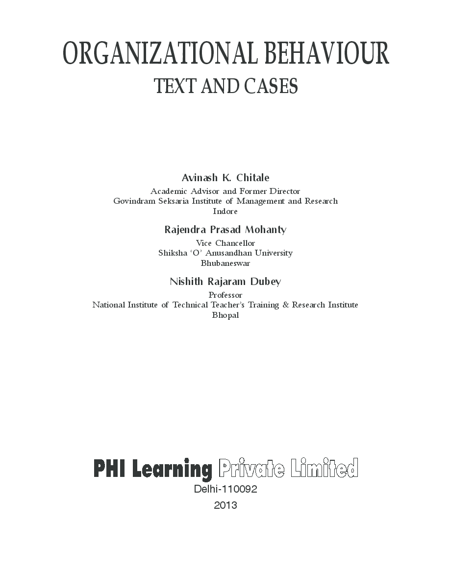 Organizational Behaviour: Text And Cases - Page 2