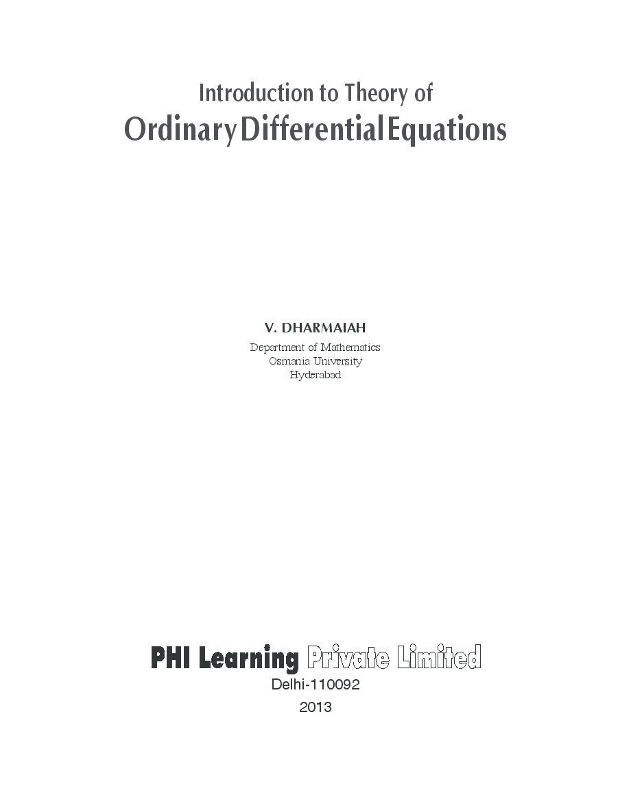 Introduction To Theory Of Ordinary Differential Equations - Page 4