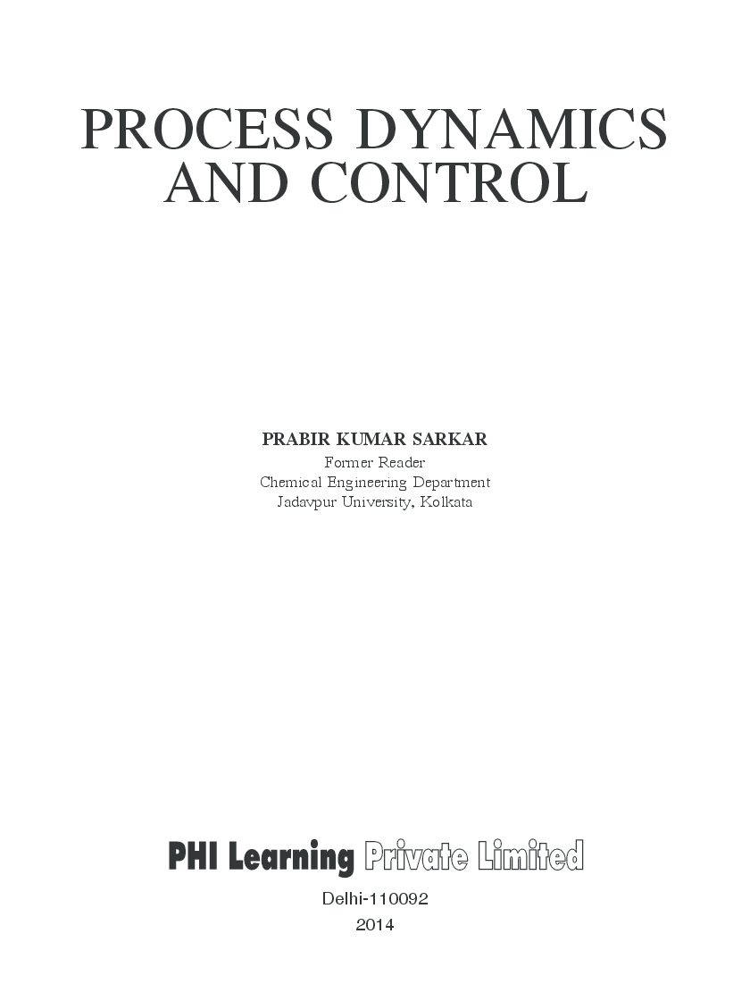 Download Process Dynamics And Control PDF Online 2022 by Prabir Kumar