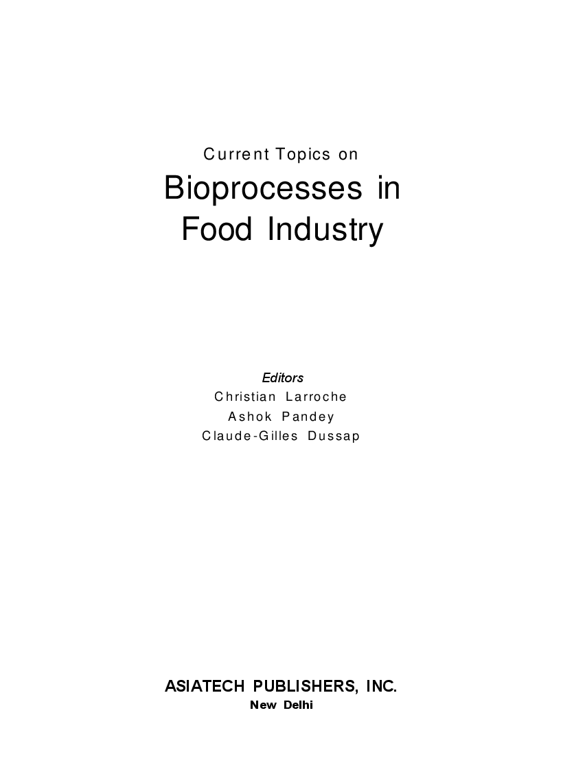 Bioprocesses in food Industry Vol I - Page 3