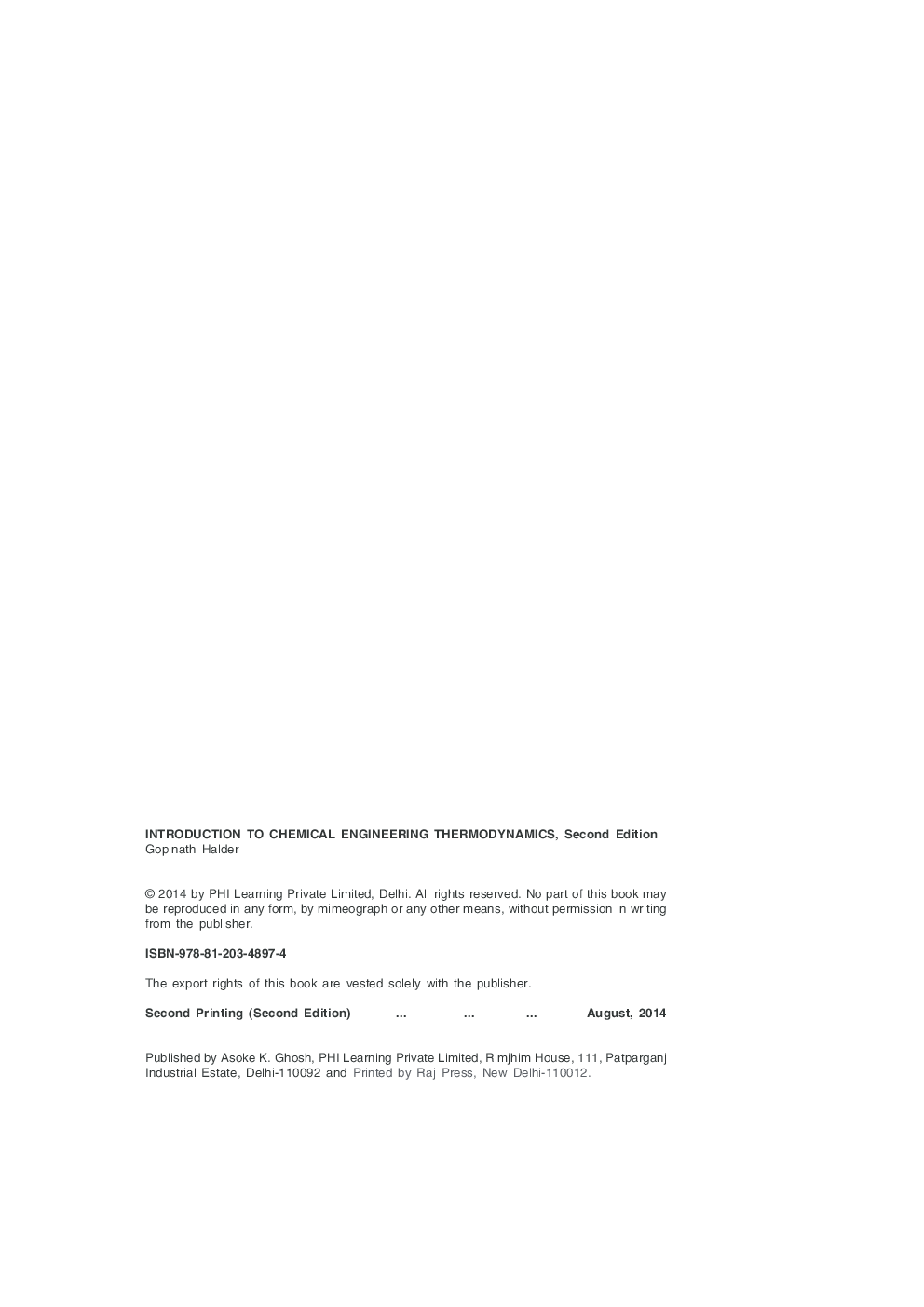Introduction To Chemical Engineering Thermodynamics - Page 5
