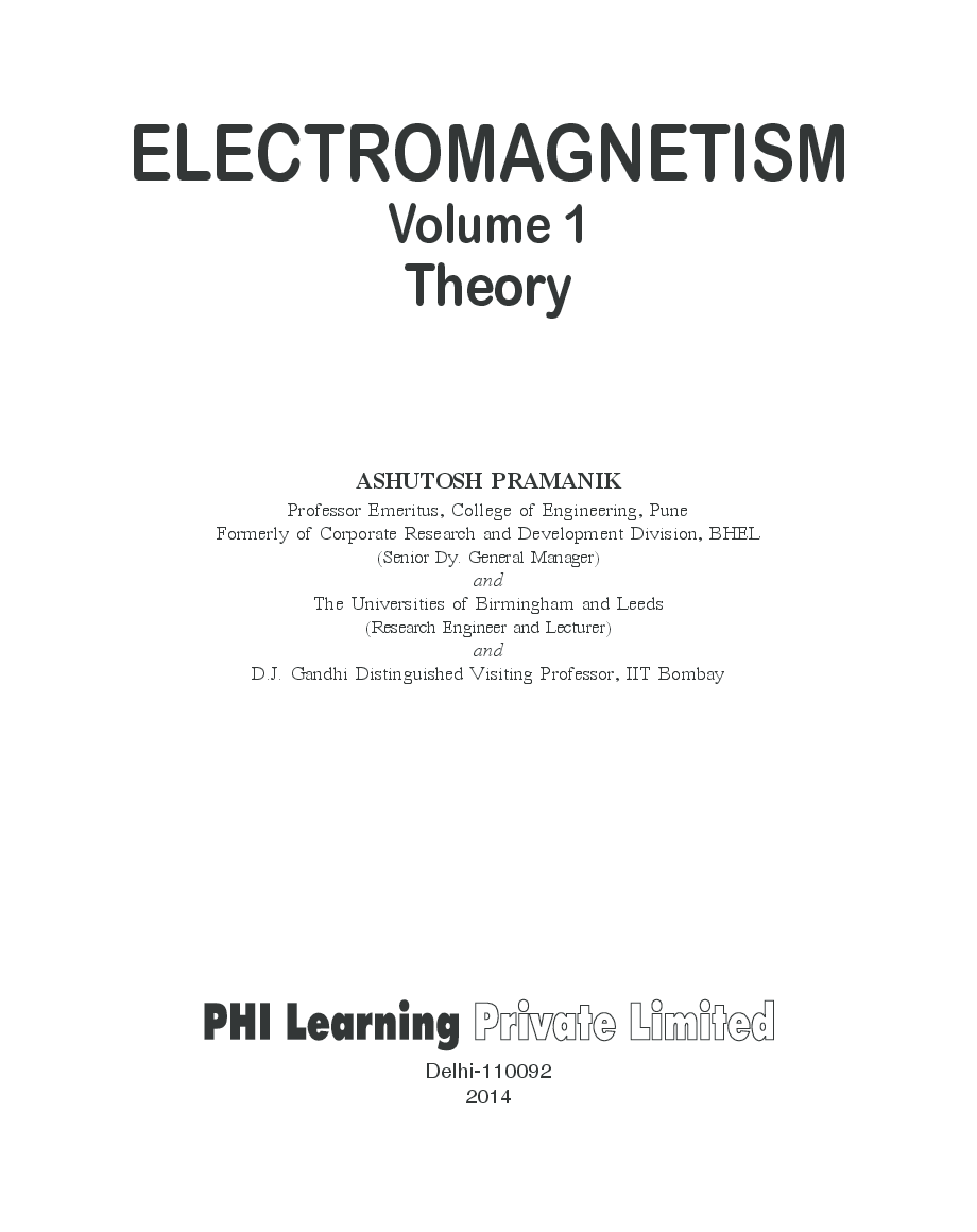 Electromagnetism: Volume 1: Theory - Page 2
