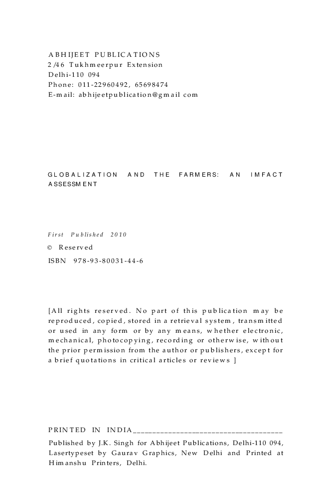 Globalisation and the Farmers: An Impact Assessment - Page 4