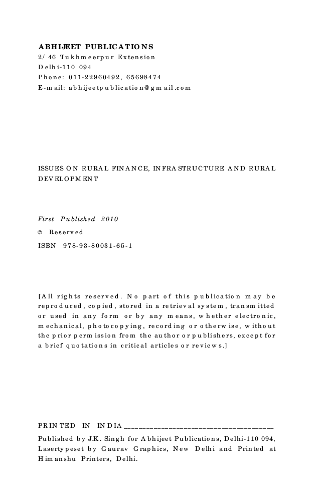 Issues on Rural Finance, Infrastructure and Rural Development - Page 3