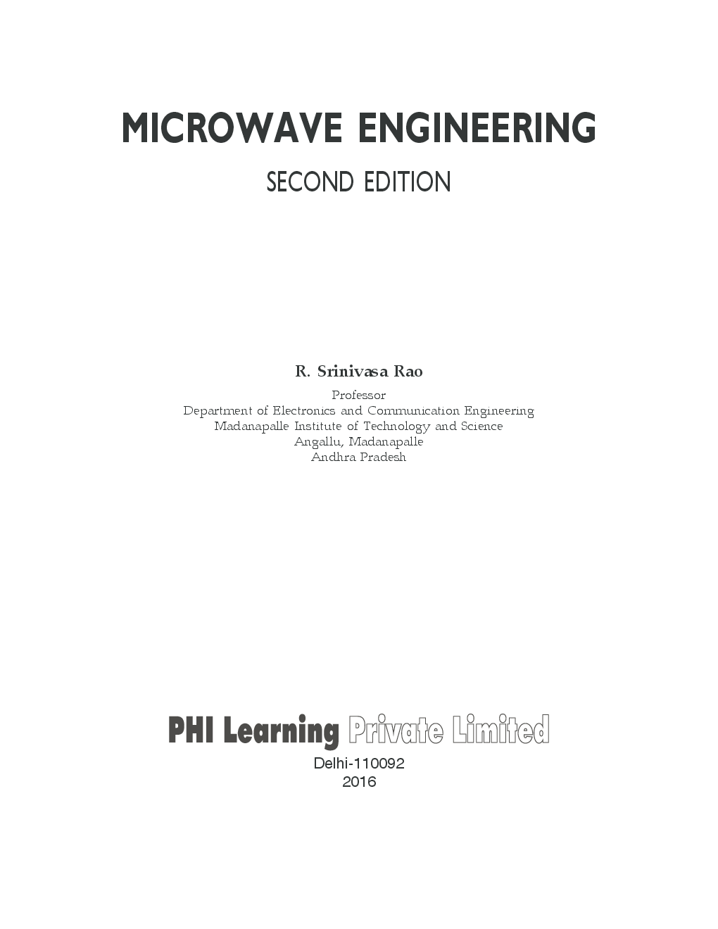 Download Microwave Engineering PDF Online 2020. by RAO, R. S.