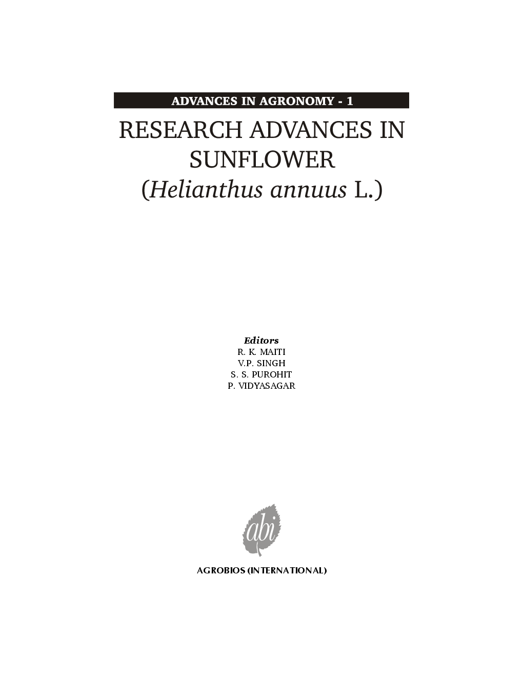 Advances in Agronomy 1 : Research Advances in Sunflower - Page 4