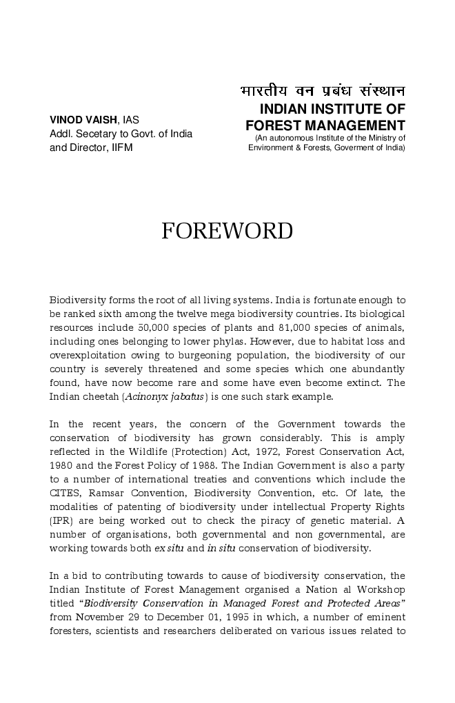 Biodiversity Conservation in Managed and Forests and Protected Areas - Page 4