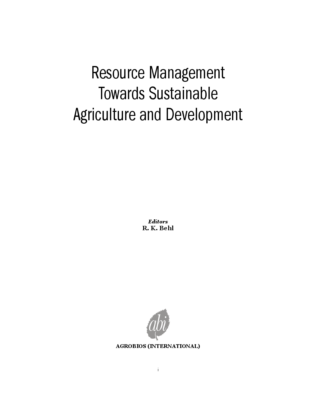 Resource Management Towards Sustainable Agriculture and Development - Page 2