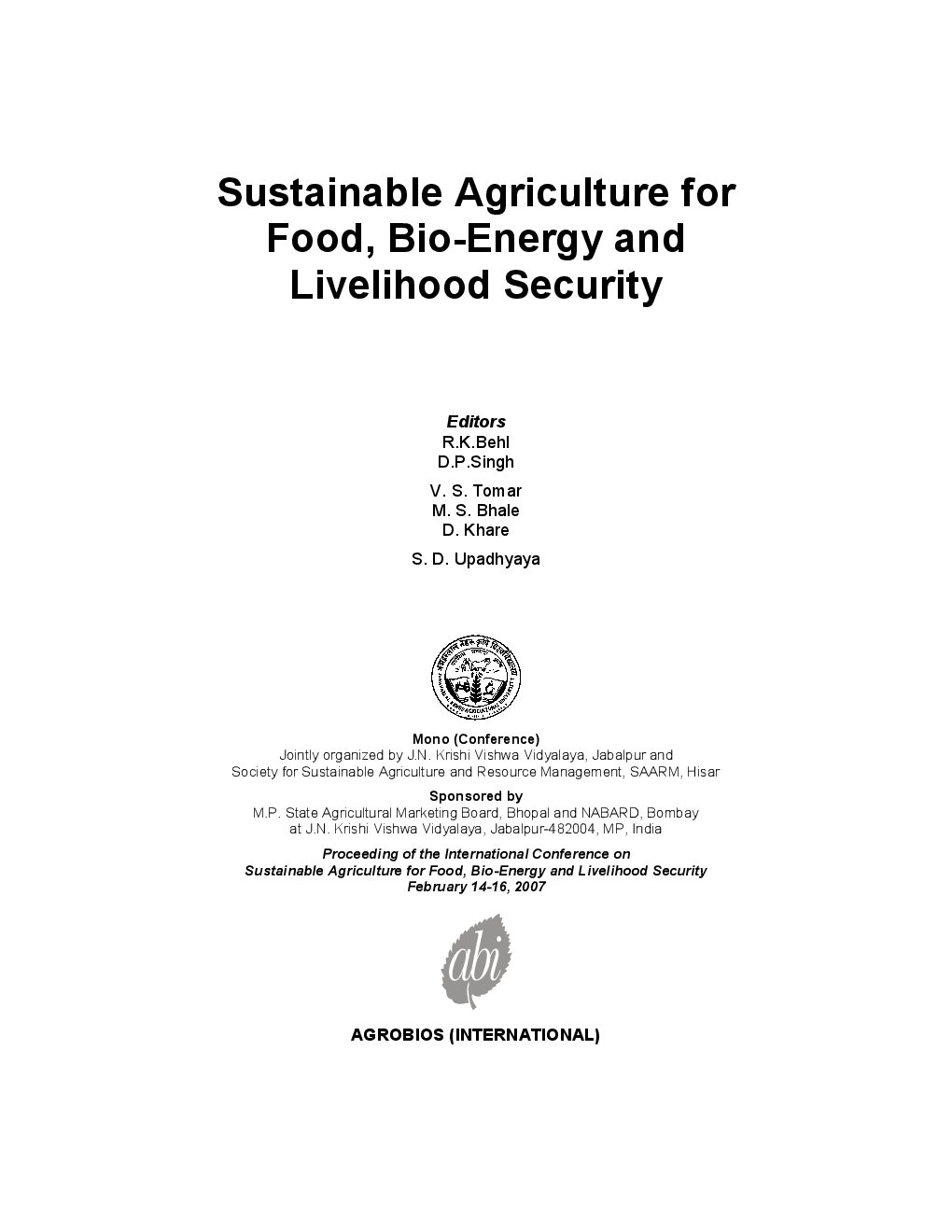 Sustainable Agriculture For food, Bio-Energy and Livelihood Security - Page 4