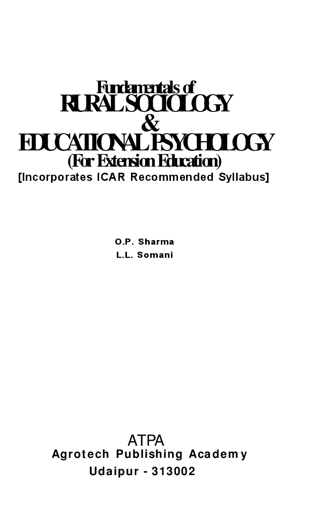 Fundamentals of Rural Sociology and Educational Psychology - Page 2