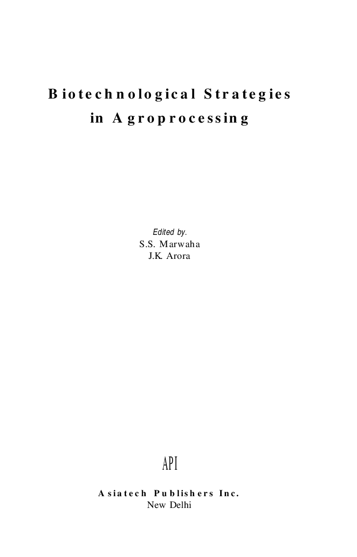 Biotechnological Strategies in Agroprocessing - Page 2