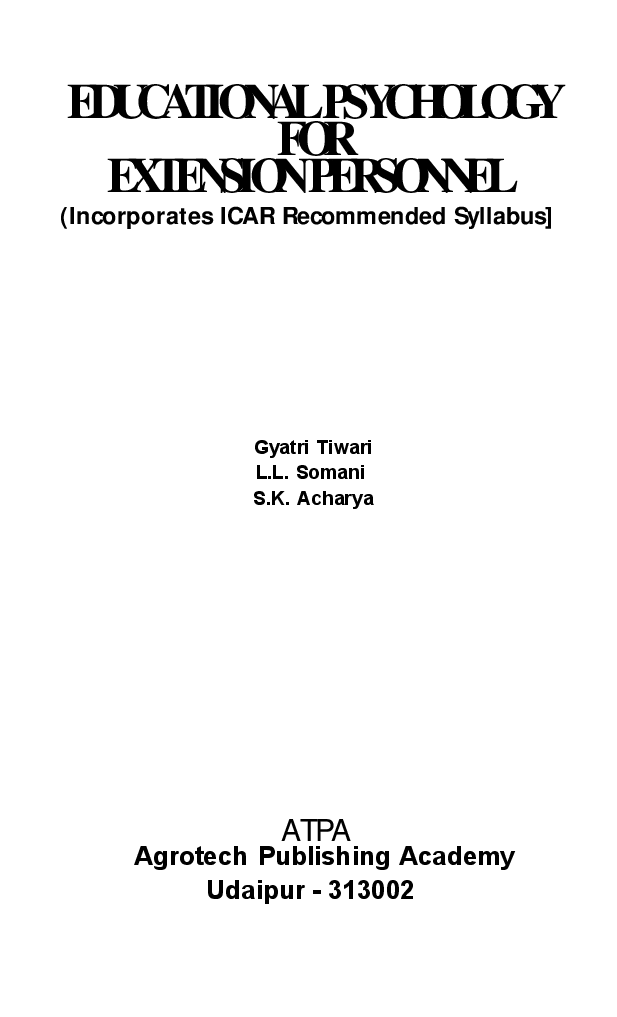 Educational Psychology for Extension Personnel - Page 2