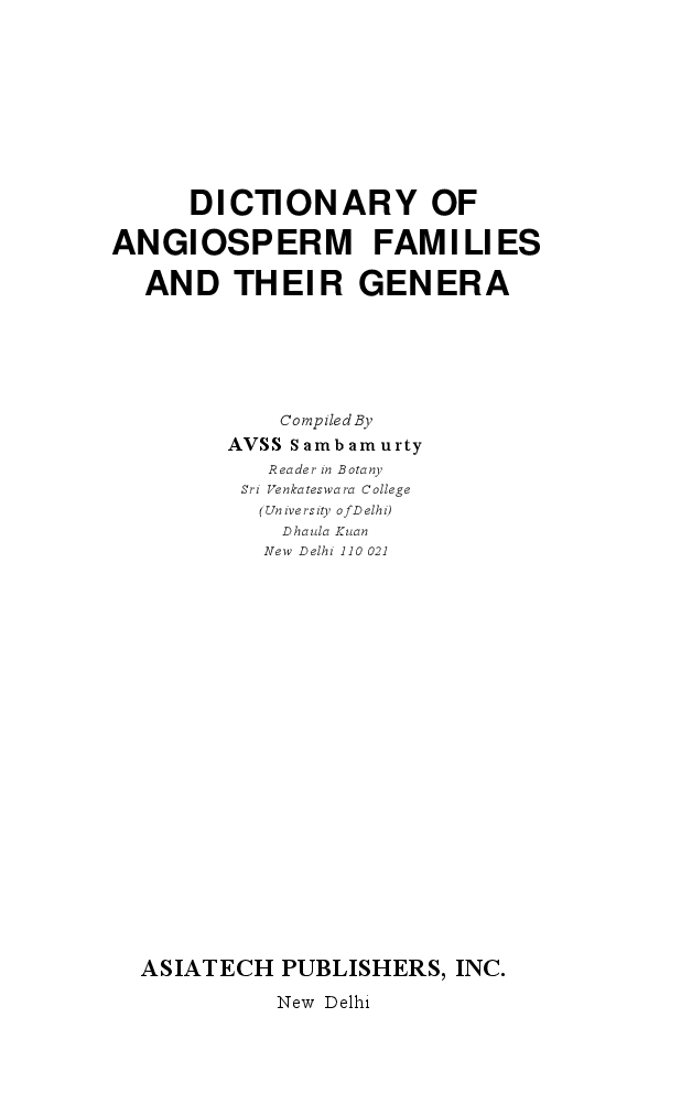 Dictionary of Angiosperm Families and their Generation - Page 2