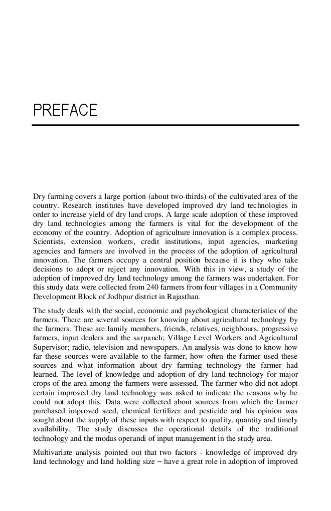 Dry Land Technology : Factors and Adoption - Page 5