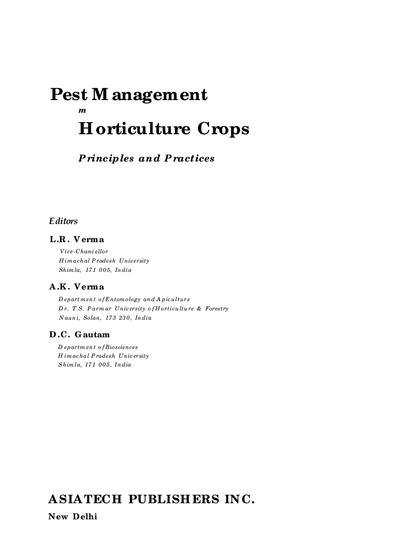 Pest Management in Horticulture Crops - Page 2