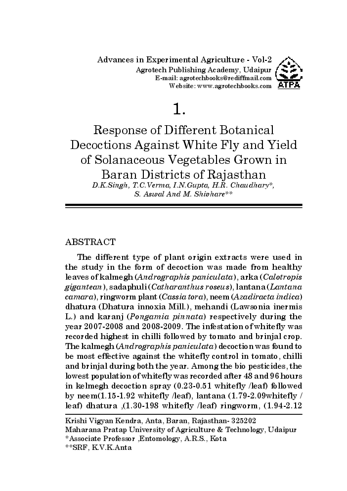 Advances in Experimental Agriculture Vol-II - Page 2
