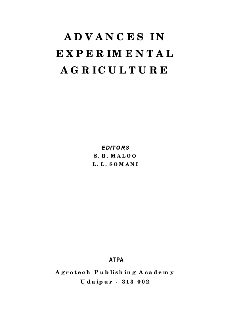 Advances in Experimental Agriculture Vol-I - Page 2