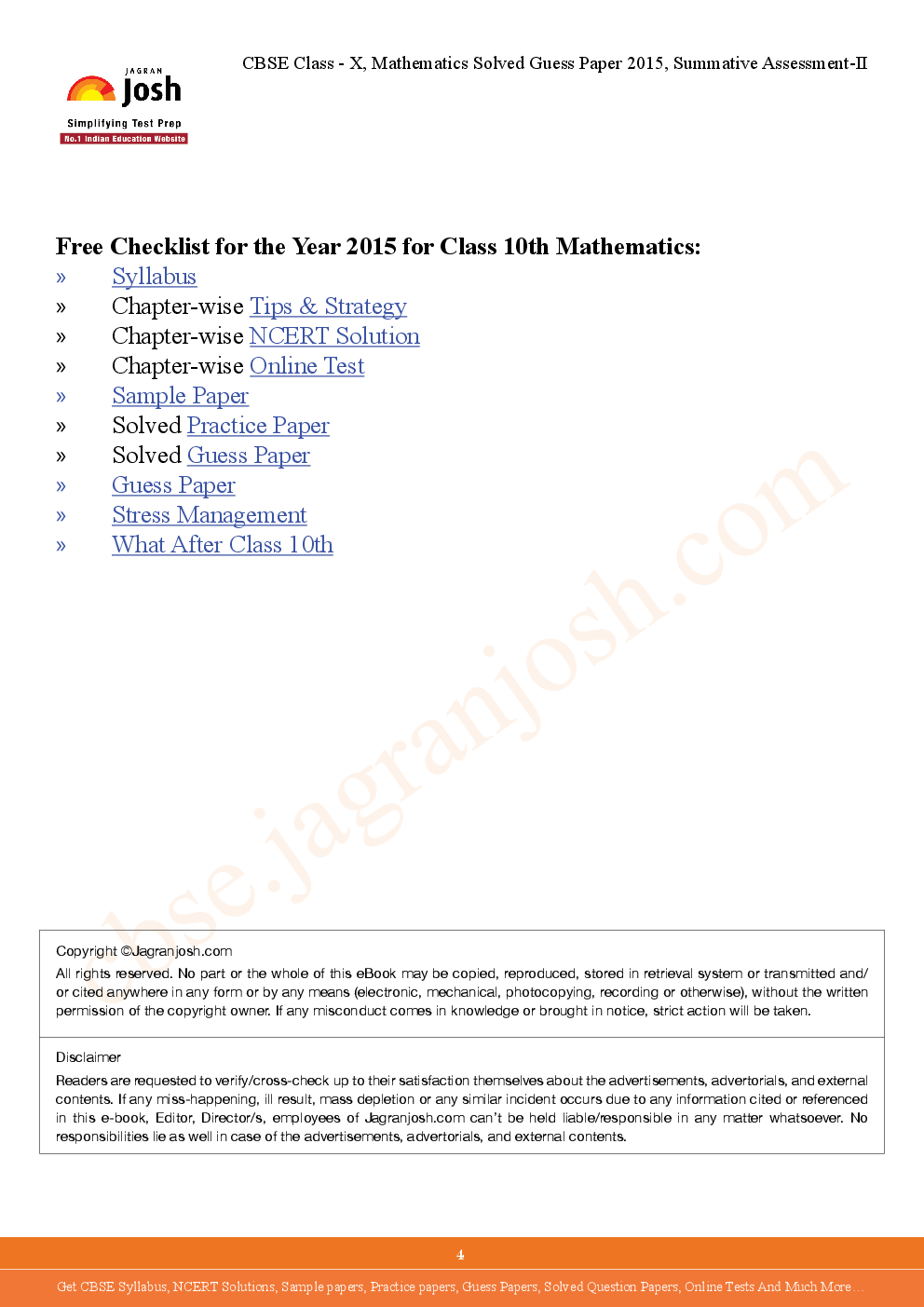 CBSE Class 10th Mathematics Solved Guess Paper SA-II 2015 - Page 4