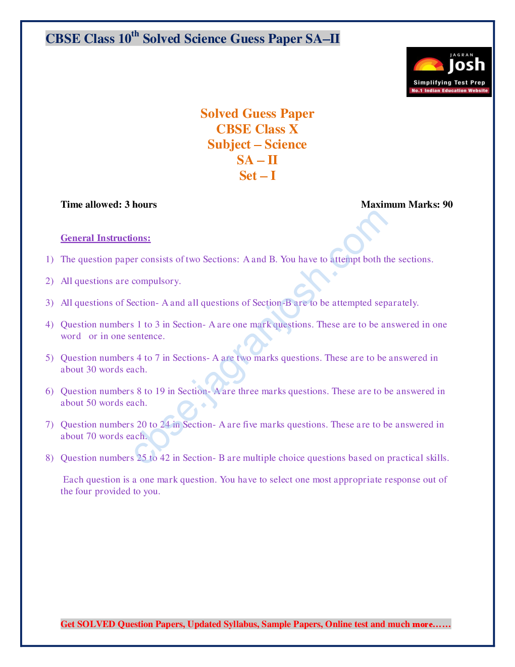 CBSE Class 10th Solved Science Guess Paper SA-II 2016 (Set-I) - Page 2