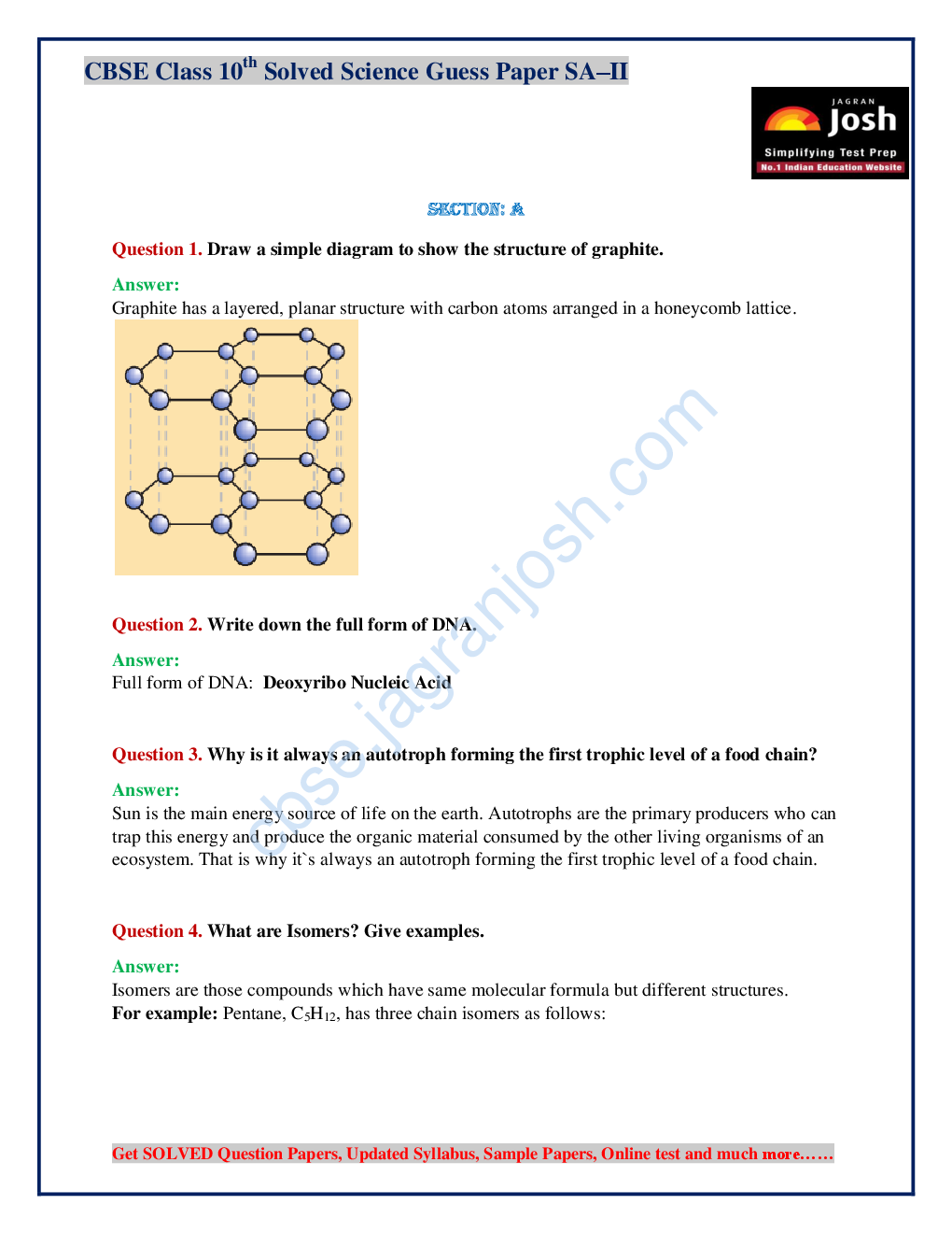 CBSE Class 10th Solved Science Guess Paper SA-II 2016 (Set-I) - Page 3