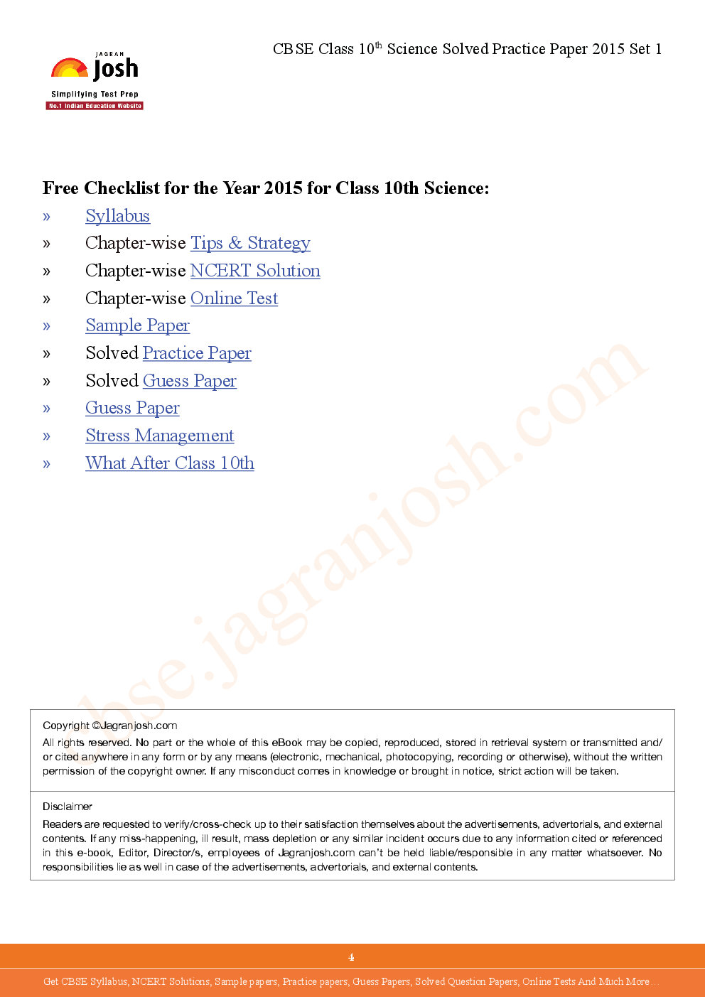 CBSE Class 10th Solved Science Practice Paper 2015 (Set-I) - Page 4