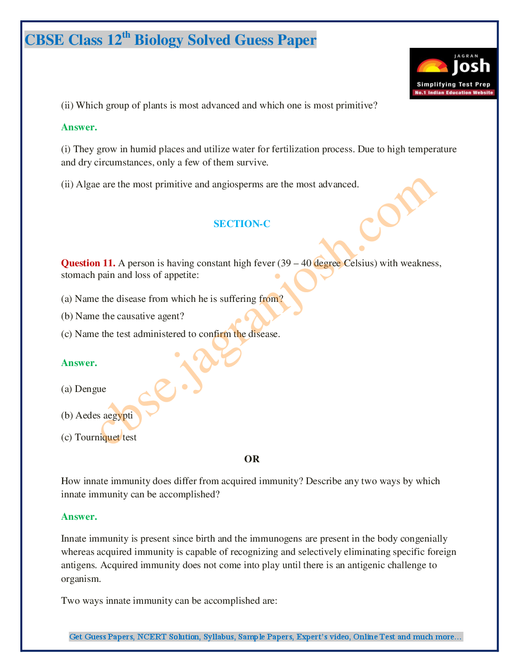 CBSE Class 12th Biology Solved Guess Paper 2016 (Set-I) - Page 5