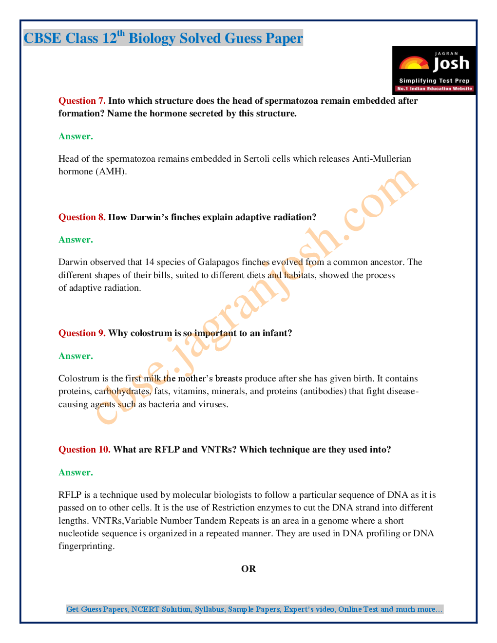 CBSE Class 12th Biology Solved Guess Paper 2016 (Set-II) - Page 4