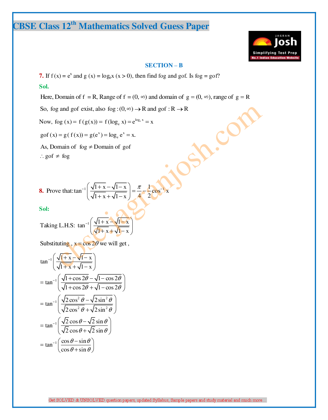 CBSE Class 12th Mathematics Solved Guess Paper 2016 (Set-II) - Page 5