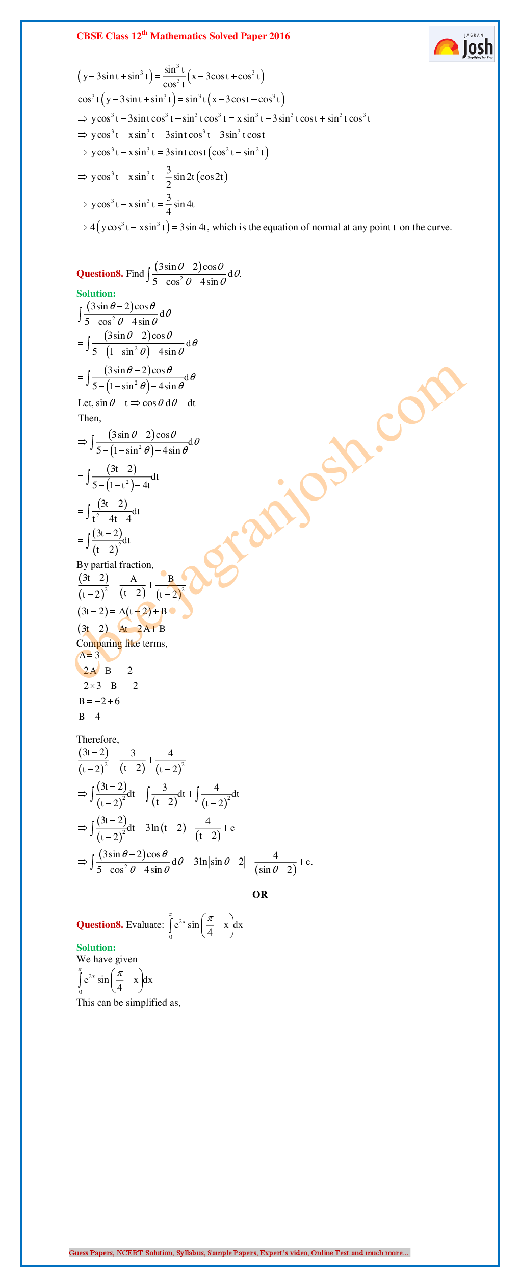 CBSE Class 12th Mathematics Solved Question Paper 2016 (Delhi Set-II) - Page 4