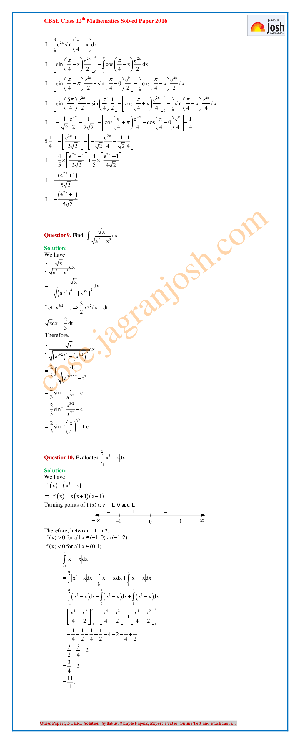 CBSE Class 12th Mathematics Solved Question Paper 2016 (Delhi Set-II) - Page 5