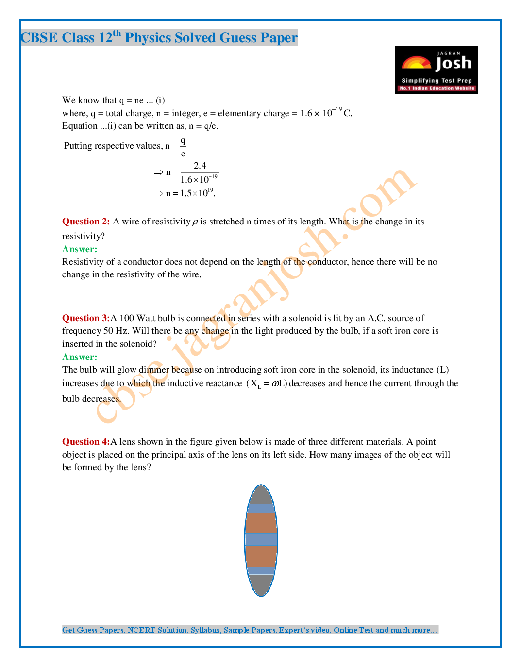 CBSE Class 12th Physics Solved Guess Paper 2016 (Set-I) - Page 3