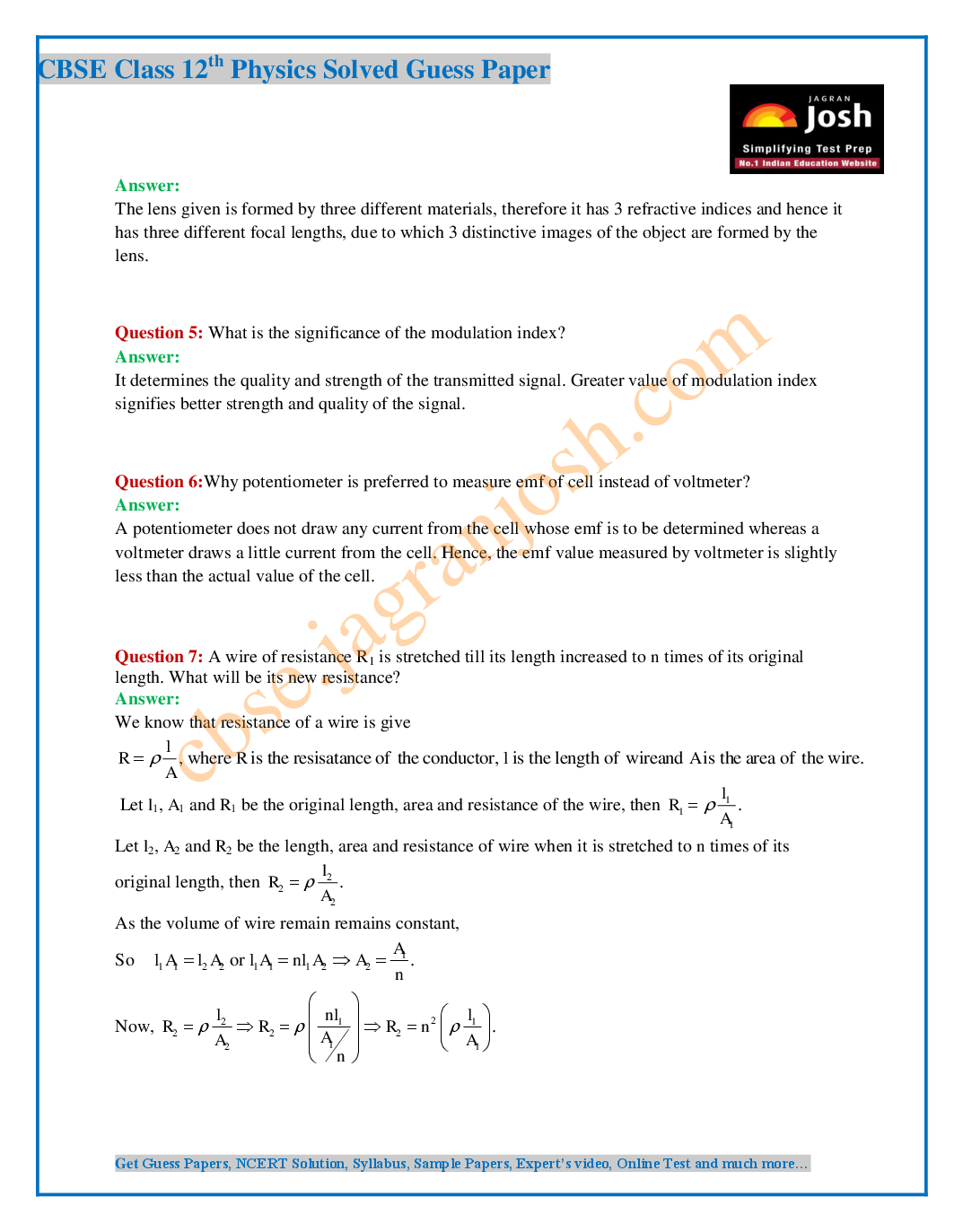 CBSE Class 12th Physics Solved Guess Paper 2016 (Set-I) - Page 4