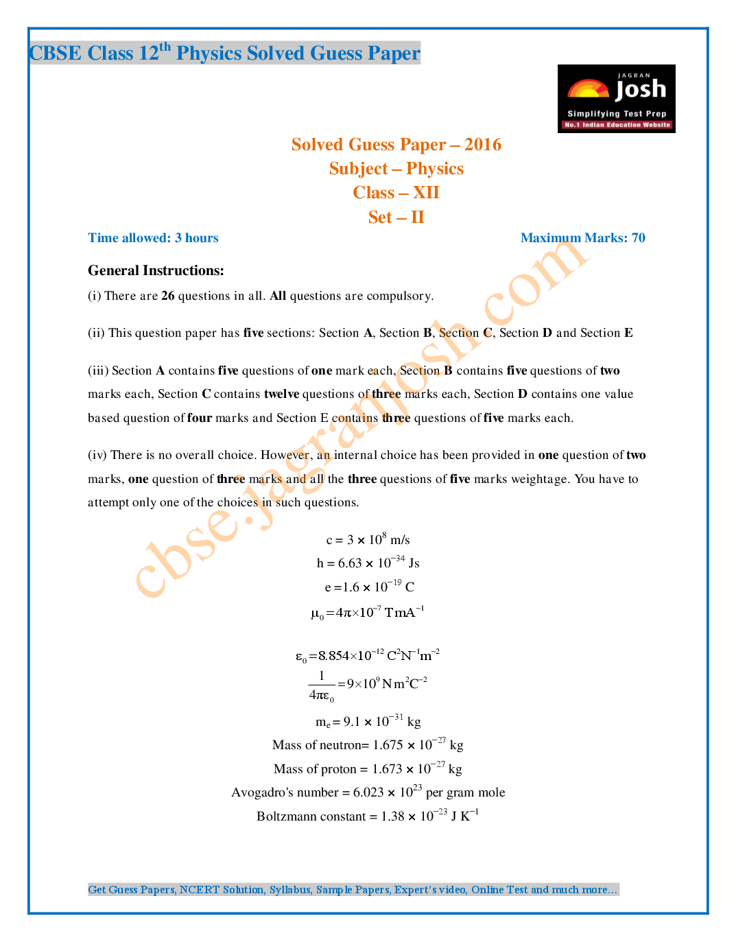 CBSE Class 12th Physics Solved Guess Paper 2016 (Set-II) - Page 2