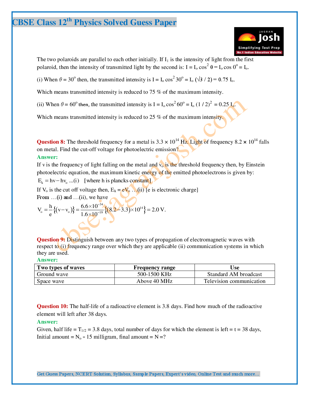 CBSE Class 12th Physics Solved Guess Paper 2016 (Set-II) - Page 5