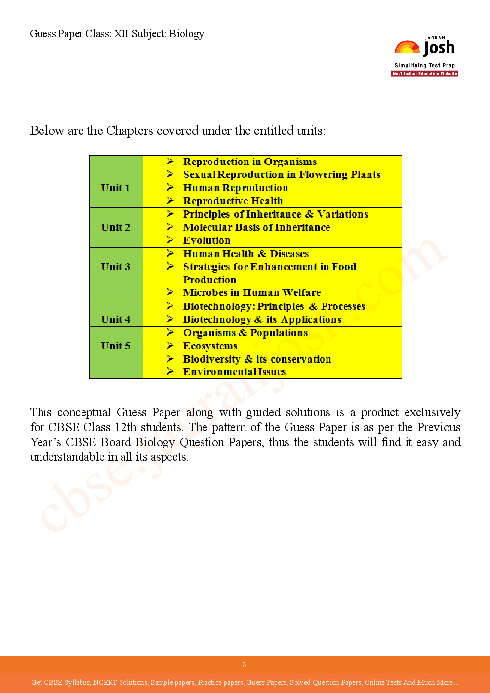 CBSE Class 12th Solved Biology Guess Paper 2015 - Page 3