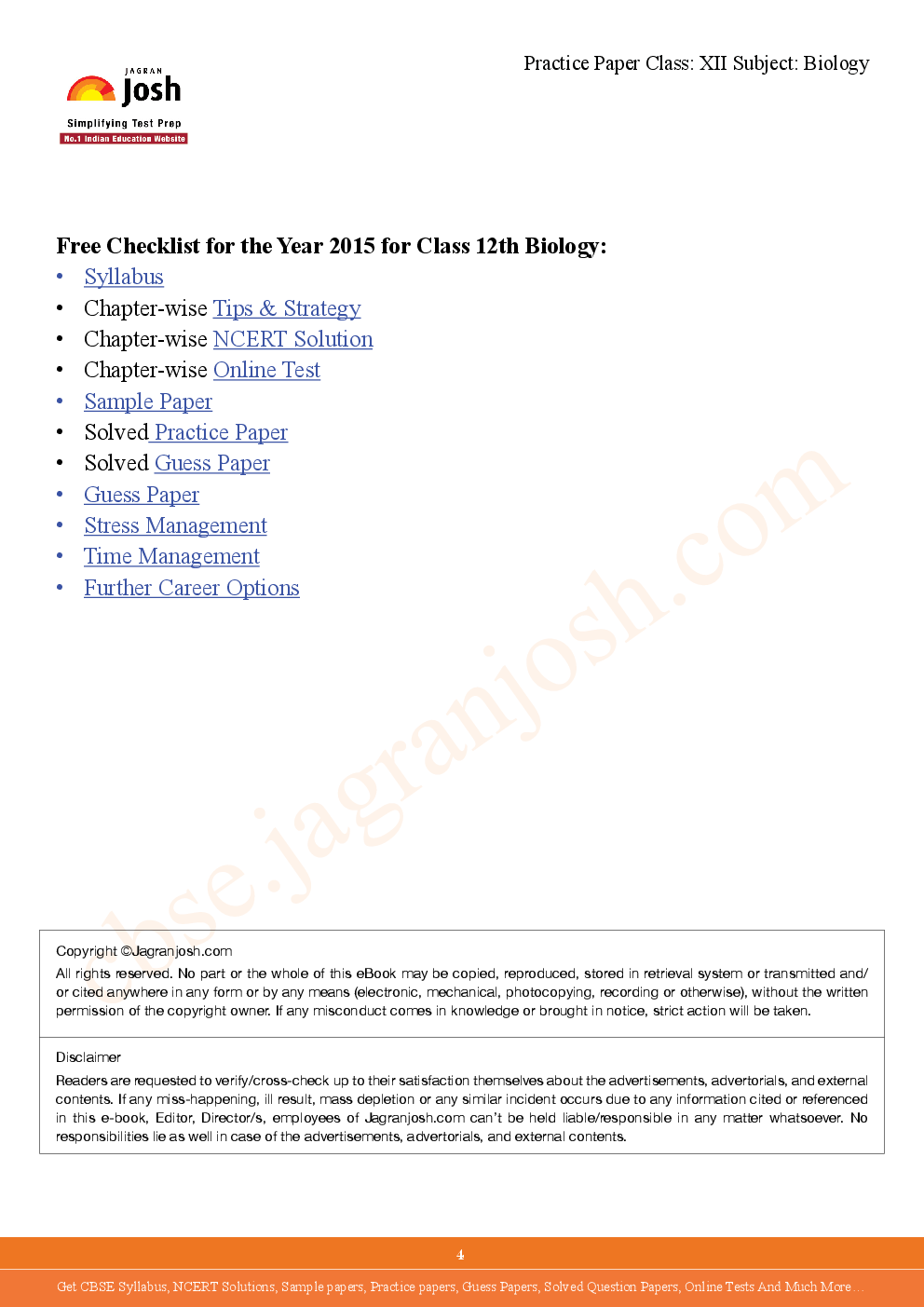 CBSE Class 12th Solved Biology Practice Paper 2015 - Page 4
