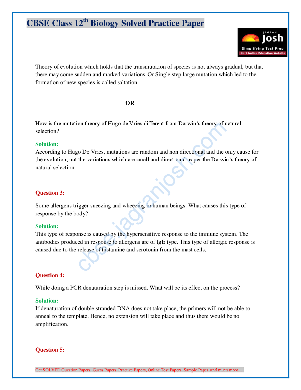 CBSE Class 12th Solved Biology Practice Paper (Set-II) - Page 3
