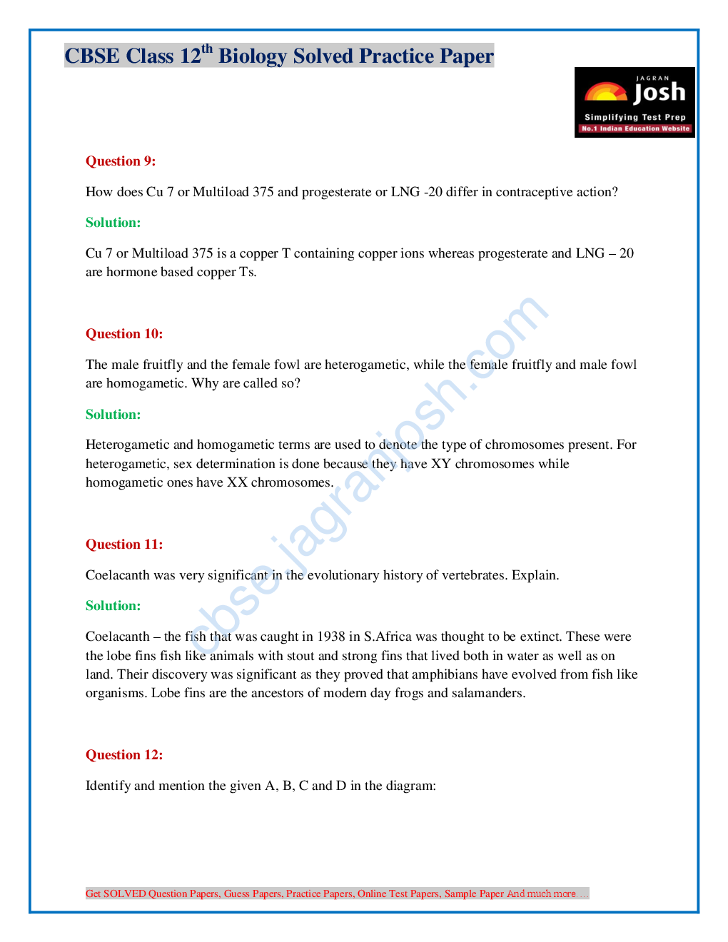 CBSE Class 12th Solved Biology Practice Paper (Set-II) - Page 5