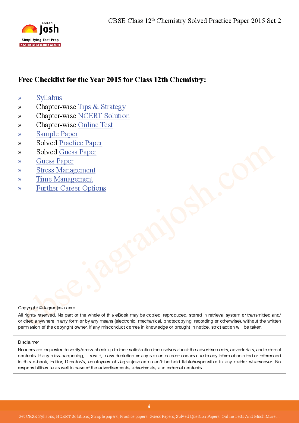 CBSE Class 12th Solved Chemistry Practice Paper 2015 (Set-II) - Page 4