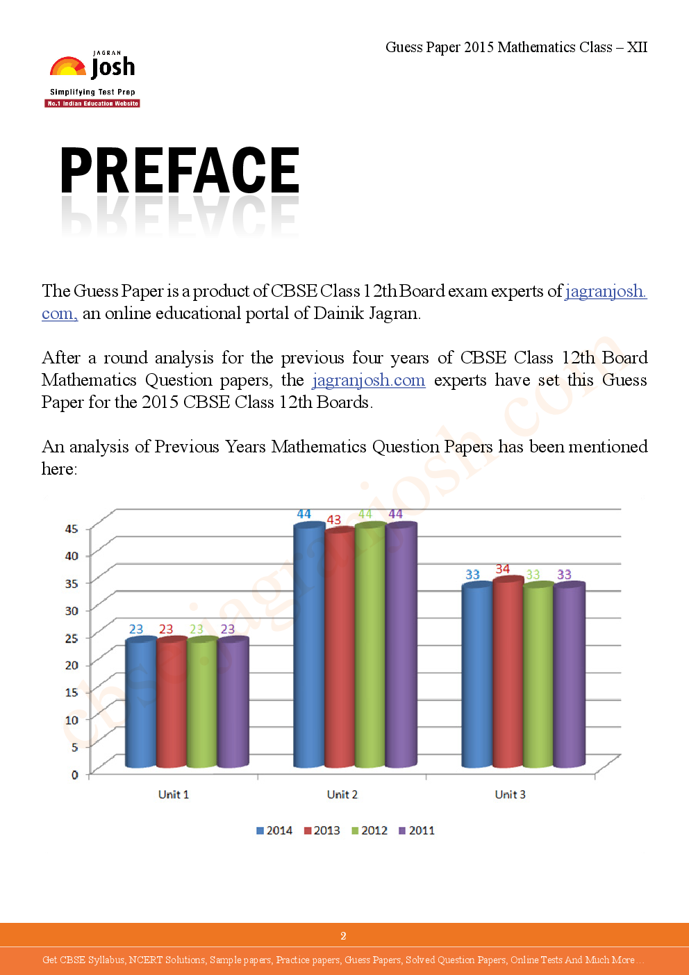 CBSE Class 12th Solved Mathematics Guess Paper 2015 - Page 2