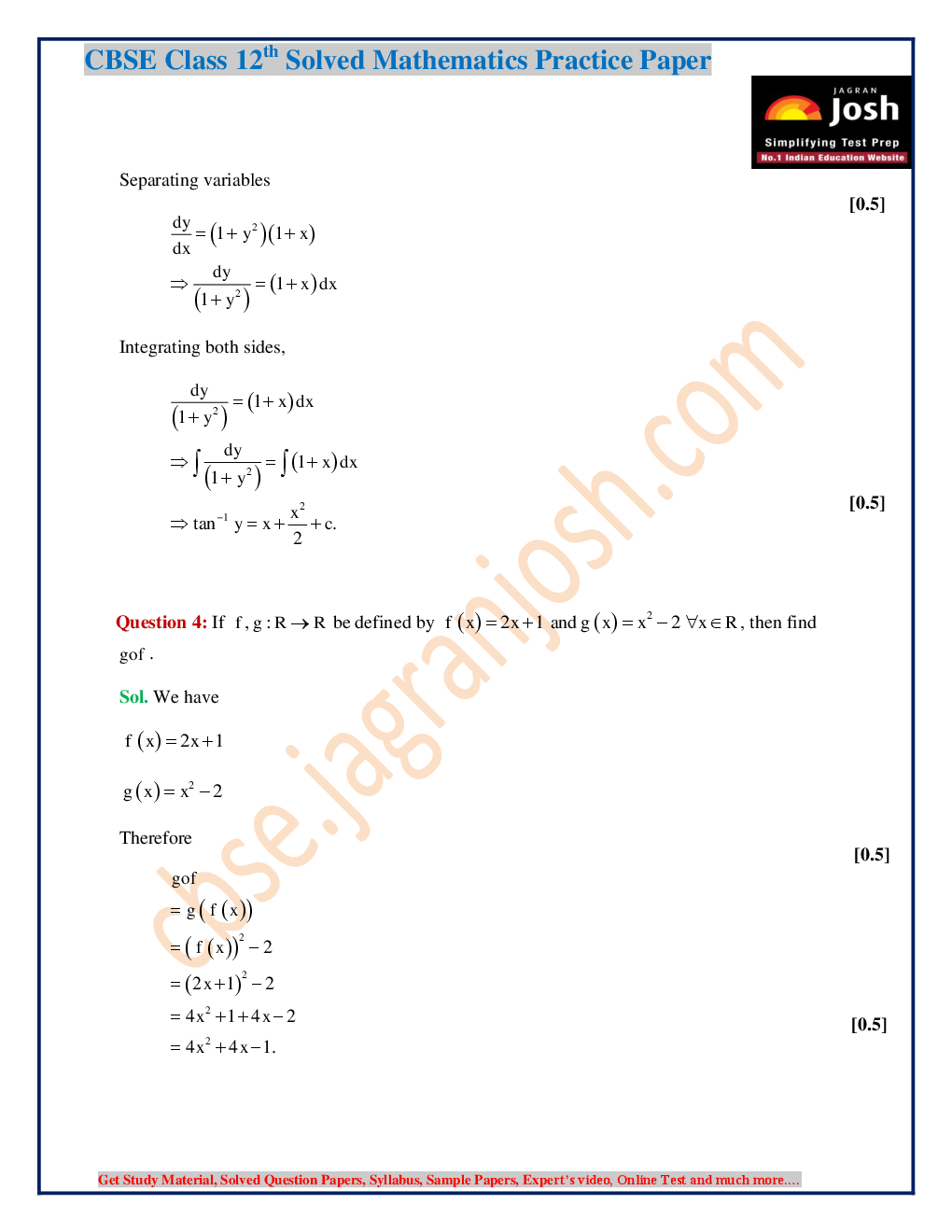CBSE Class 12th Solved Mathematics Practice Paper (Set- V) - Page 4