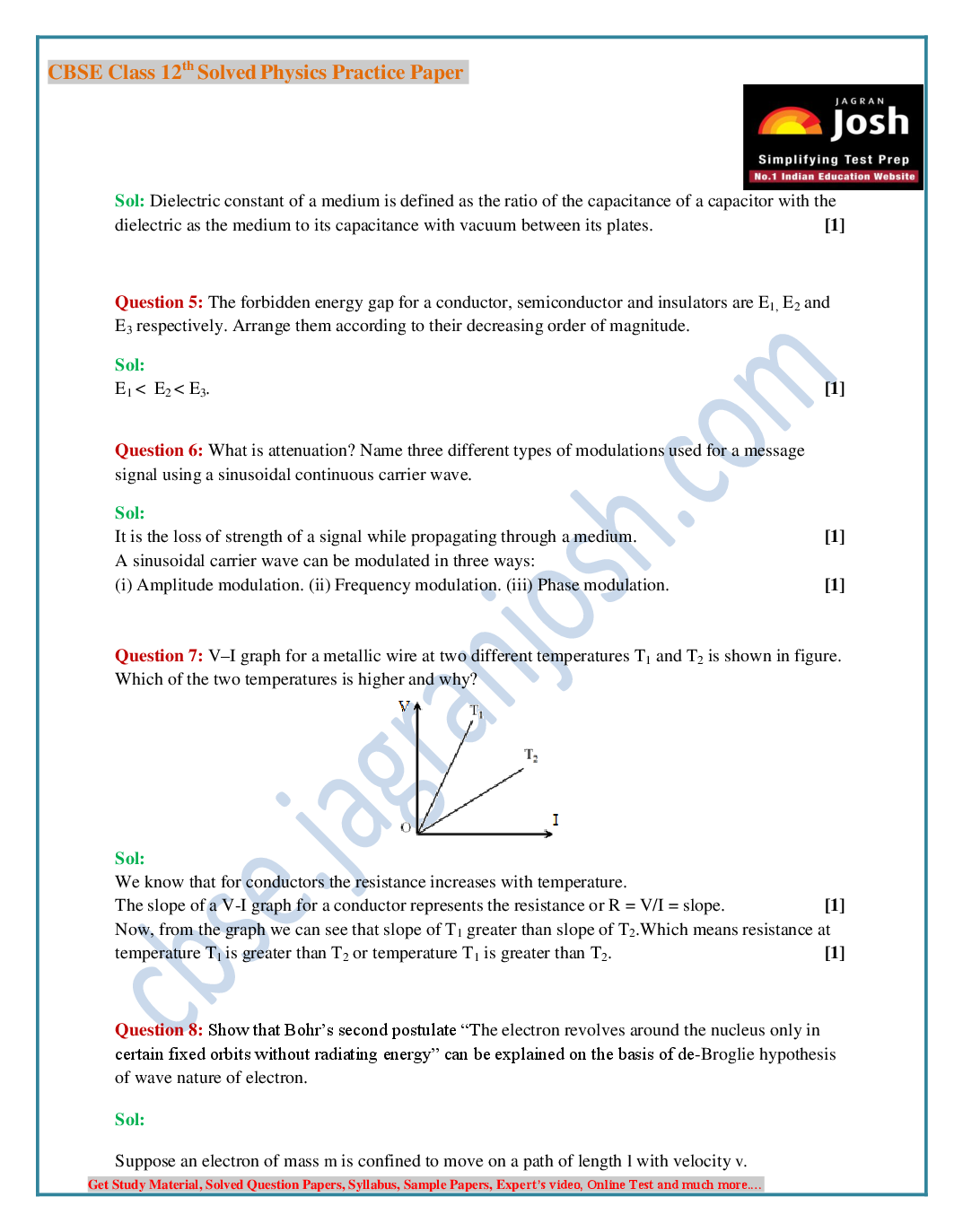 CBSE Class 12th Solved Physics Practice Paper (Set-V) - Page 3