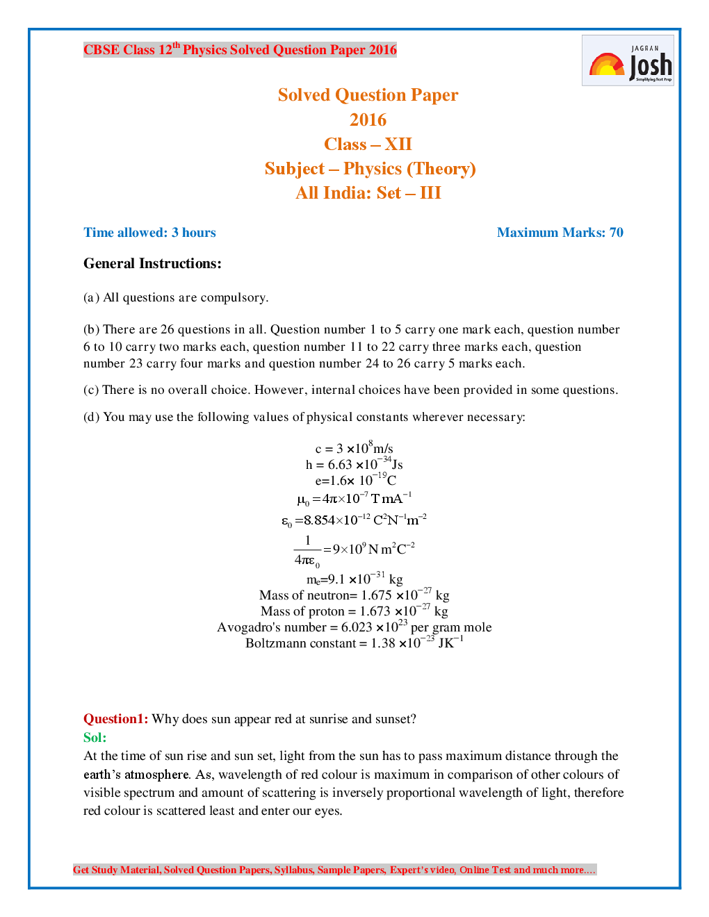 CBSE Class 12th Solved Question Papers PCB - Page 2