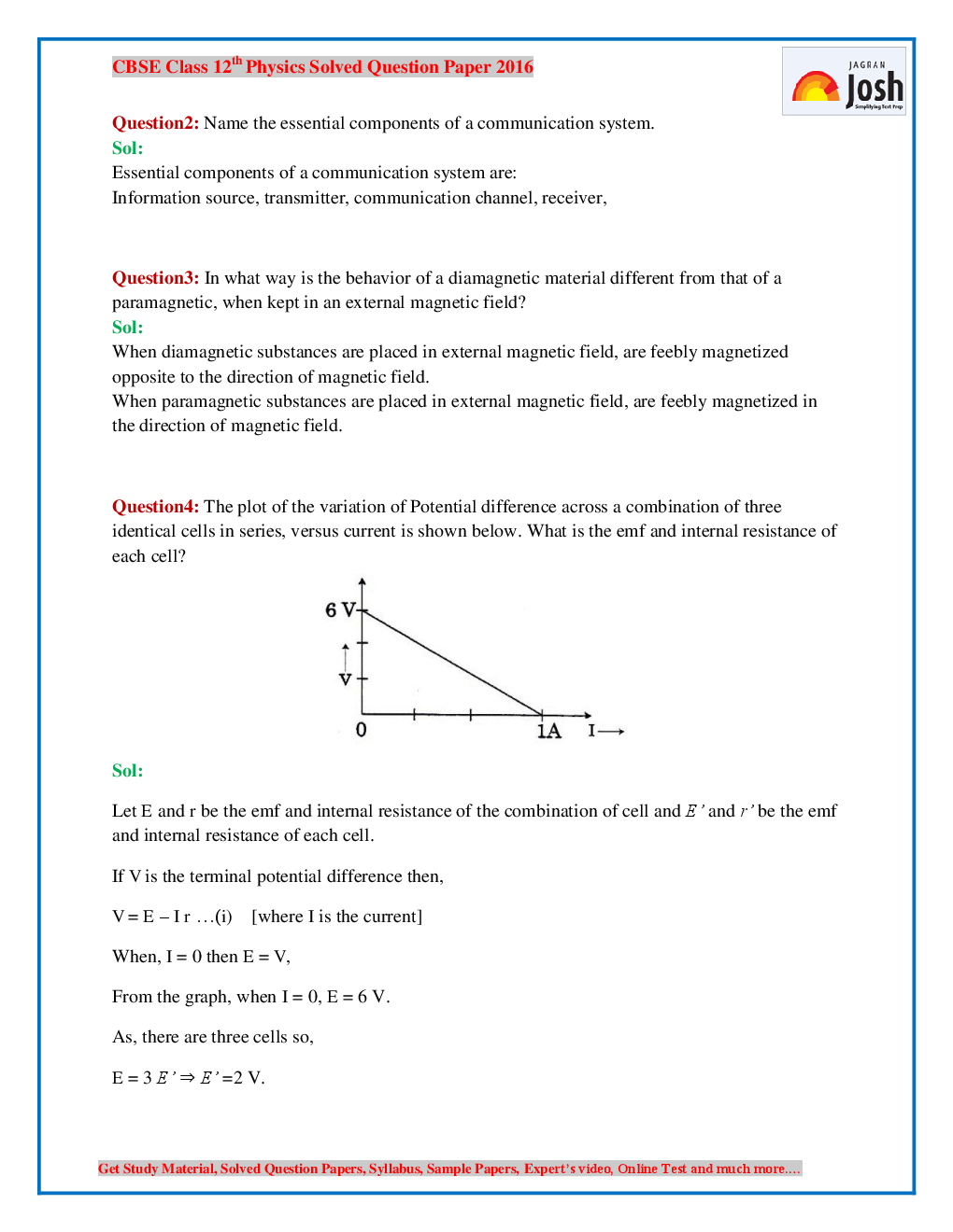CBSE Class 12th Solved Question Papers PCB - Page 3