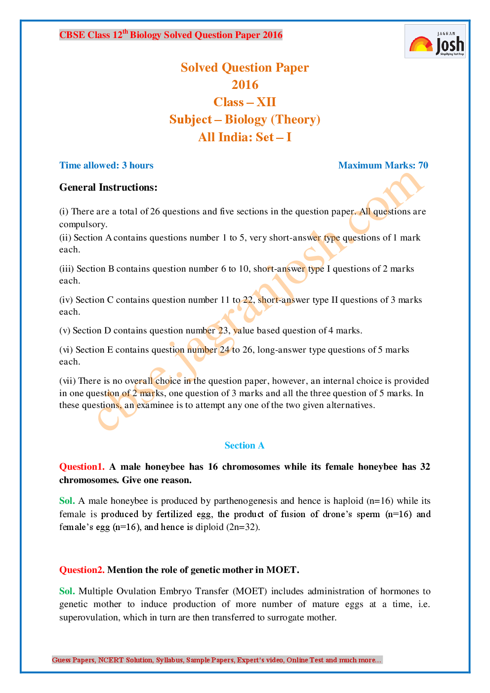 CBSE Class 12th Solved Question Papers PCMB - Page 2